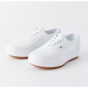 VANS ERA STACKED LEATHER TRUE WHITE PLATFORMS Womens 8.5 Mens 10